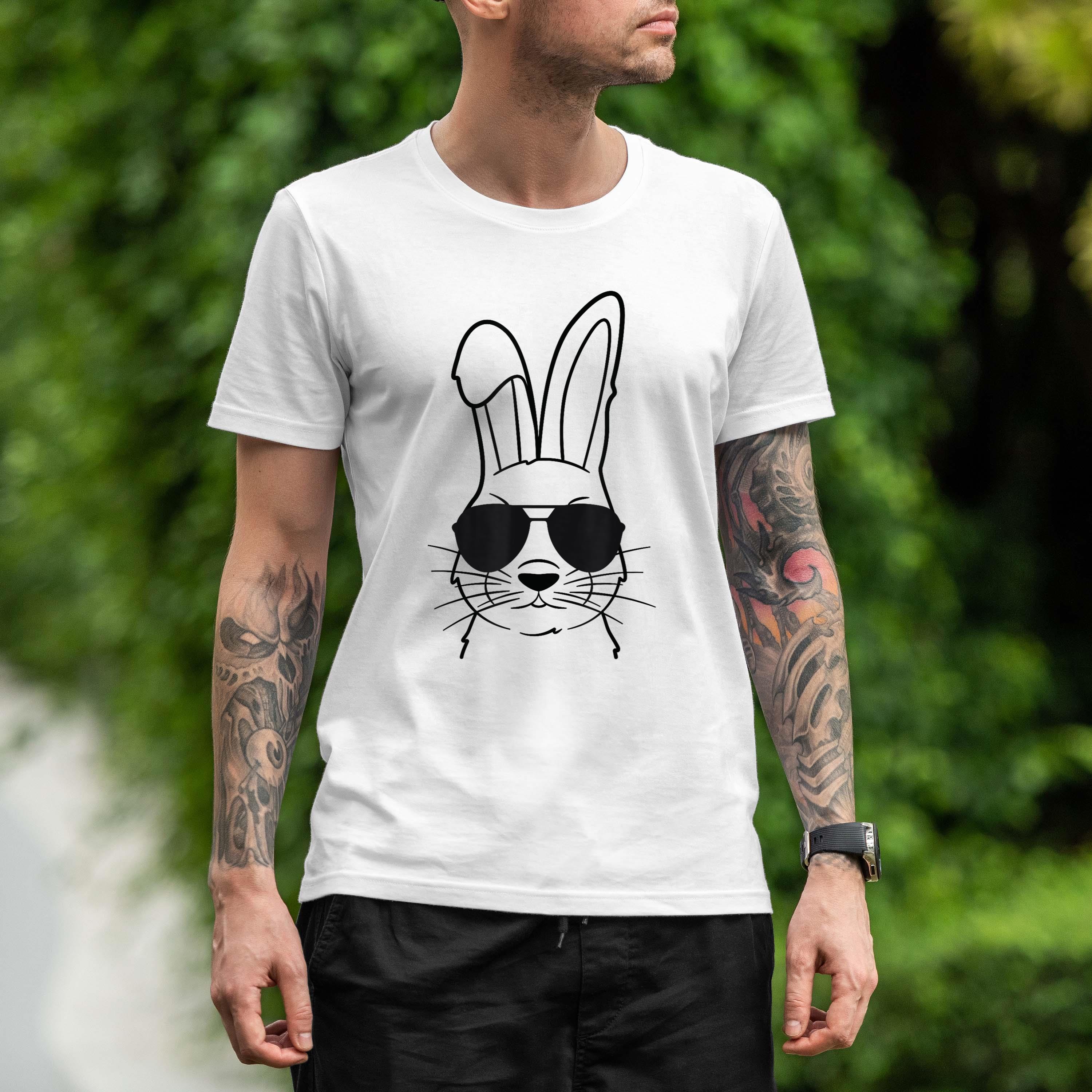 Bunny Face With Sunglasses For Boys Men Kids Easter Day Shirt 